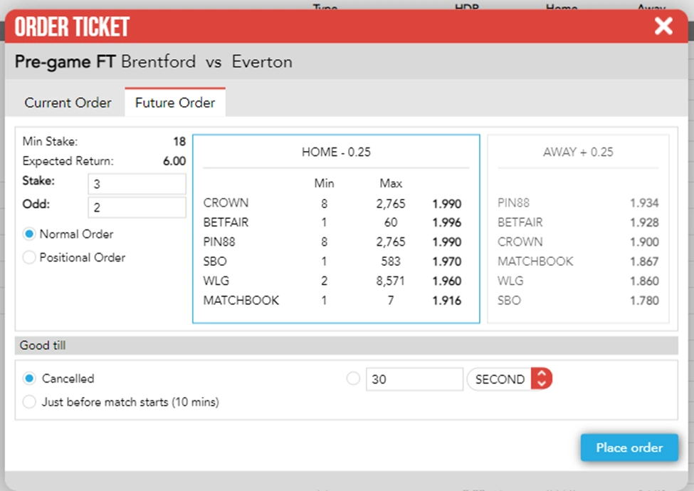 betting slip and odds at Vodds sports aggregator