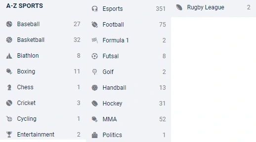 sports available at pinnacle