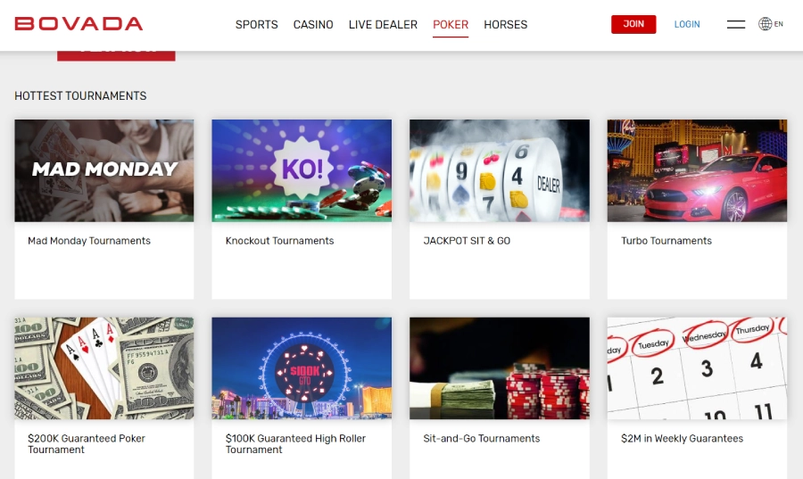poker tournaments at bovada